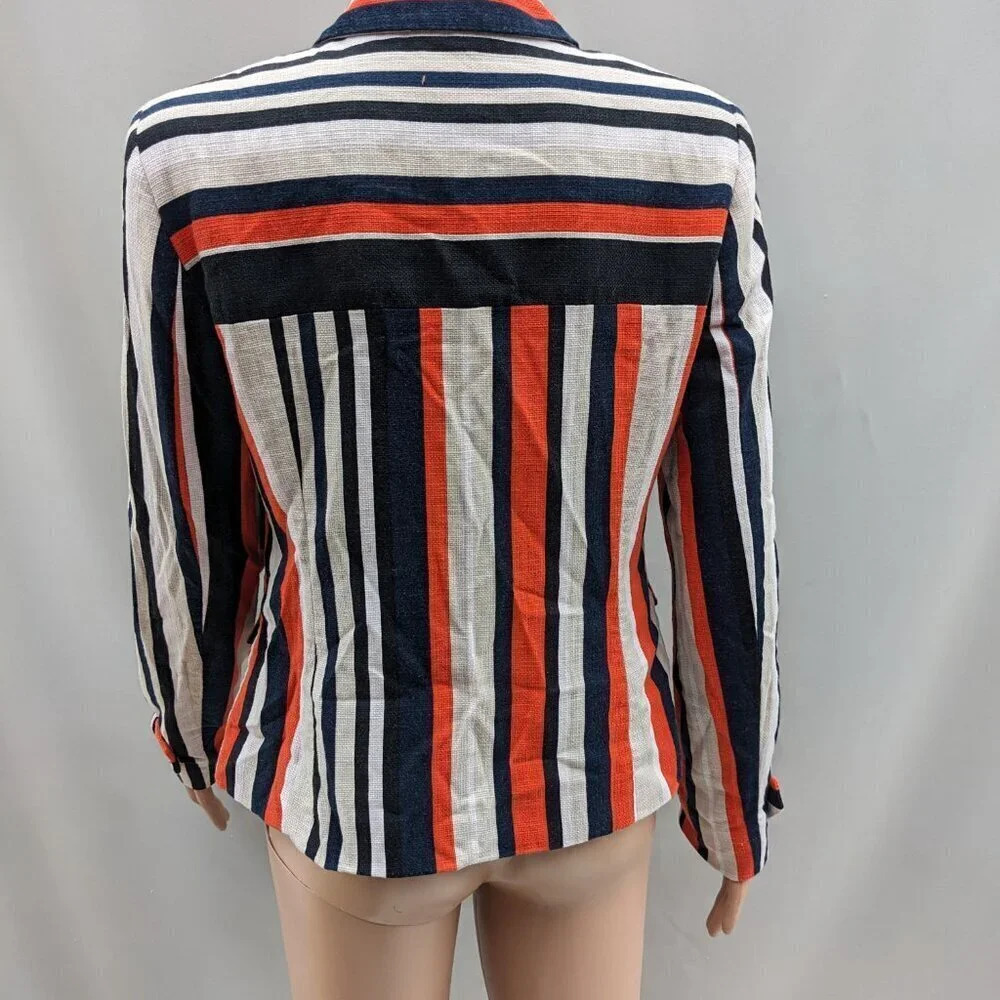 Jones New York Double Breasted Striped Blazer Jacket 8 Career Nautical Tailored - Picture 9 of 14